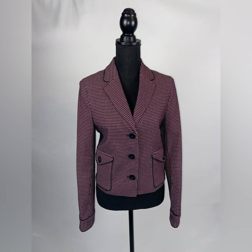 Blazer suit jacket Adrianna Papell Size 10 Black + Red White Polka Dots